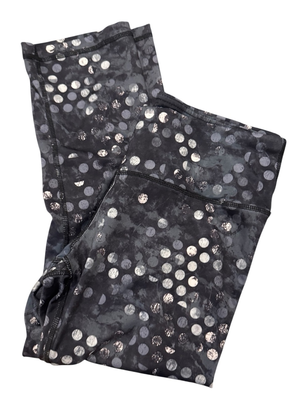 Reebok Black & Gray Polka Dot‎ Leggings